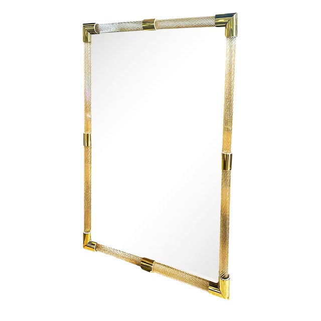 2020s Monumental Italian Venetian "Torciglione" Torchon Murano Glass Wall Mirror in Barovier Style For Sale - Image 5 of 5