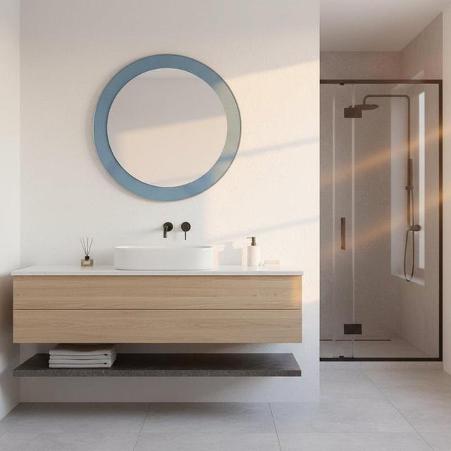 Modern Blue Glass Wall Mirror, Italy, 1960s-1970s For Sale - Image 3 of 7