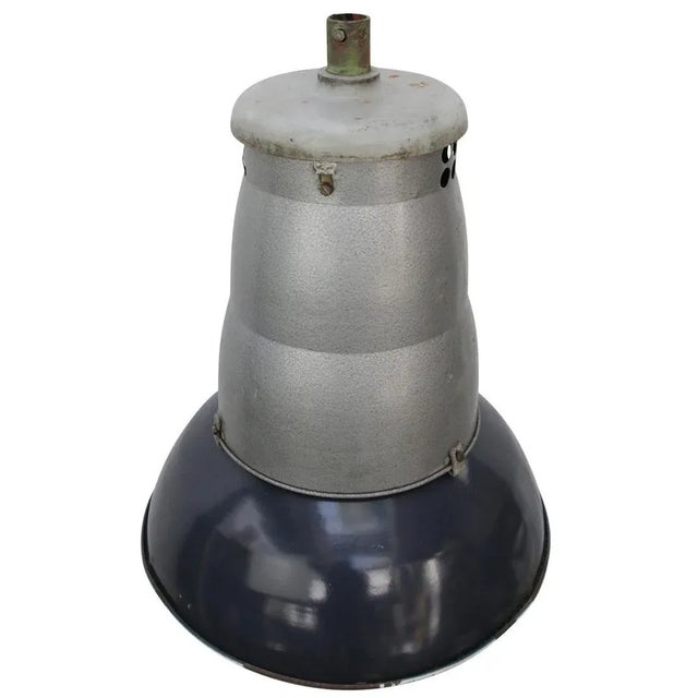 Industrial enamel pendant by mazda, france. blue enamel shade, metal middle part with cast iron top/ e27 / e26. Depending...