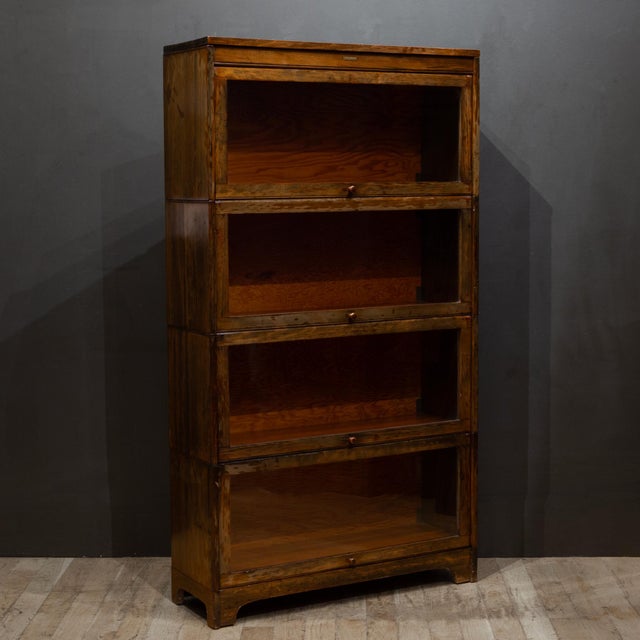 Industrial Early 20th C. Lundstrom Four Stack Lawyer's Bookcase c.1900-1920 For Sale - Image 3 of 13