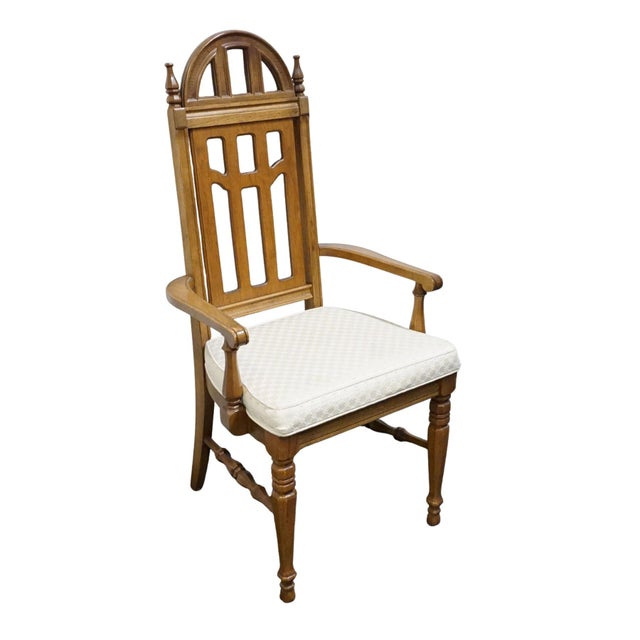 BASSETT FURNITURE Centuria Collection Solid Pecan Mediterranean Style Dining Arm Chair 429-42-480 45" High 23.25" Wide 23"...