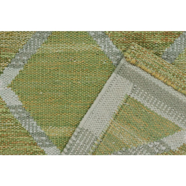 Textile Rug & Kilim’s Scandinavian Style Custom Kilim in Green and Gray Lattice Pattern - 12x18 For Sale - Image 7 of 7