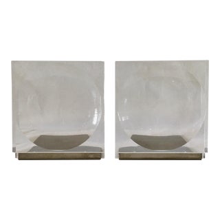 Mid-Century Lucite Op Art Concave/Reverse Convex Bookends - a Pair For Sale
