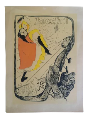 Toulouse Lautrec Vintage 1940's Original Silkscreen Print " Jane Avril - Le Jardin De Paris " 1893