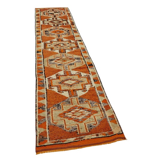 Bohemian Orange Runner Rug For Sale