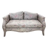 Vintage 1980s Henredon Schoonbeck Pastel Boudoir Loveseat Settee Sofa For Sale