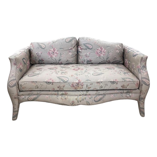 Vintage 1980s Henredon Schoonbeck Pastel Boudoir Loveseat Settee Sofa For Sale