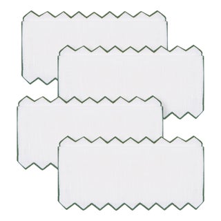 Gernika Green Linen Cocktail Napkins by Los Encajeros, Set of 4 For Sale