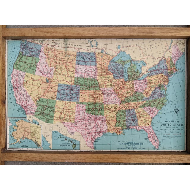 A.J. Nystrom Vintage Map of the United States Framed For Sale - Image 4 of 9