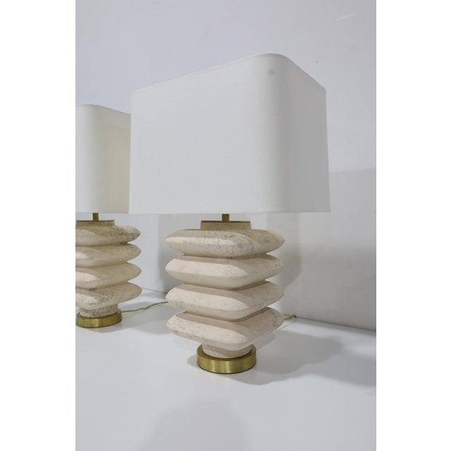 Alabaster Pair of Vintage Travertine Lamps For Sale - Image 8 of 11