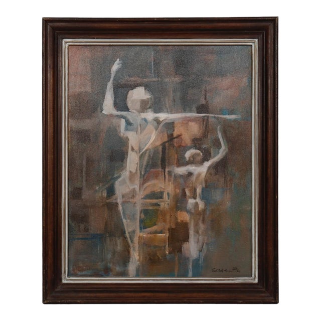20th Century William Goldsmith Cubist Oil on Canvas “David and Goliath” For Sale