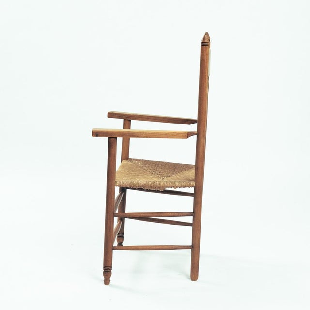 Art Deco Amsterdam School Side Armchair with Straw Seat, the Netherlands, 1930s For Sale - Image 4 of 18