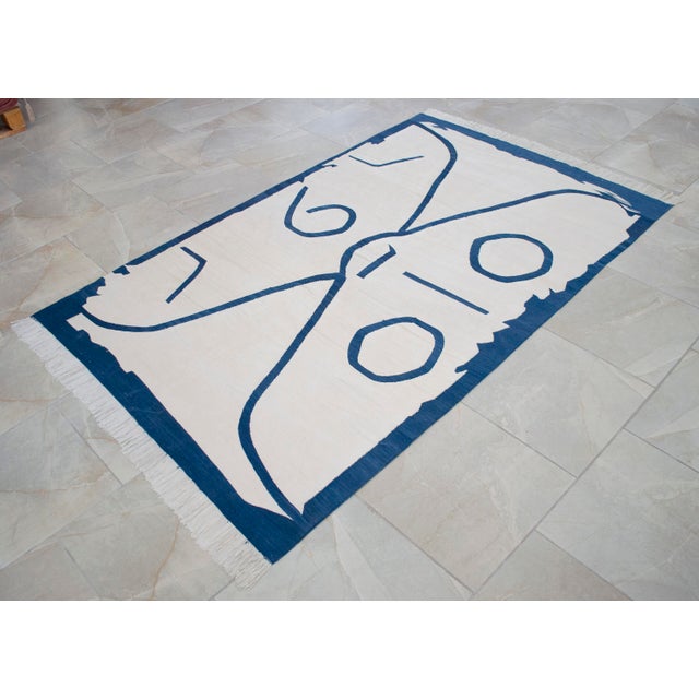 Paul Klee -Letter Ghost Inspired Silk Hand Woven Area Kilim Wall Rug 4′2″ × 6′6″ For Sale - Image 11 of 16
