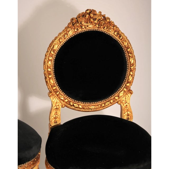 19th Century French Giltwood Velvet Side Chairs - a Pair For Sale In New York - Image 6 of 8