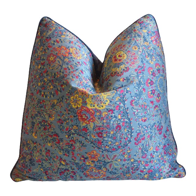 Clarence House Botanical Floral Italian Etro Collection Timandra Feather/Down Pillow 21" Square For Sale