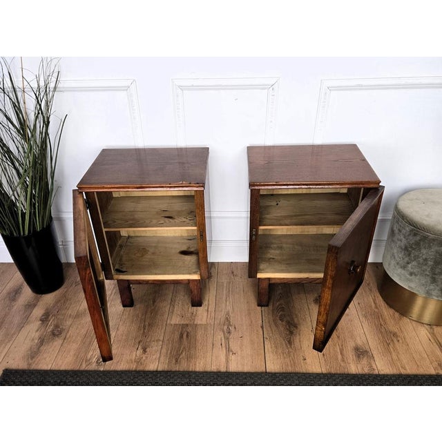 Brown Mid-Century Modern Italian Wooden Nightstands, 1950s, Set of 2 For Sale - Image 8 of 11