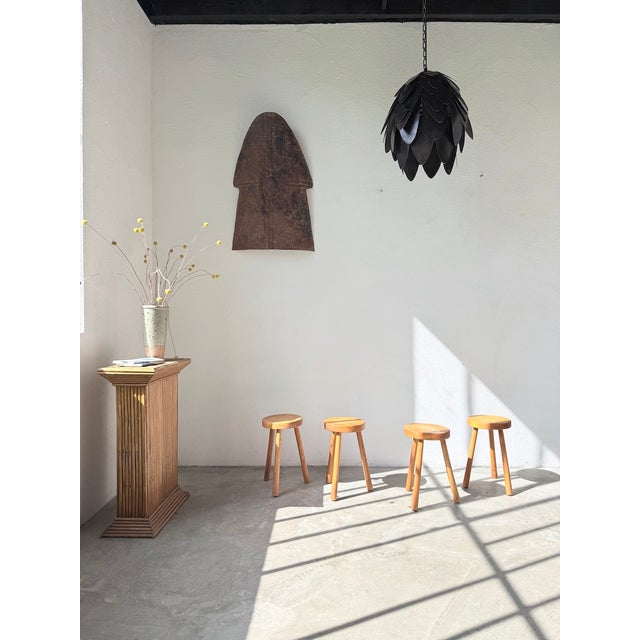 Tripod Stools in Gilded Oak, 1950s, Set of 4 For Sale - Image 6 of 18