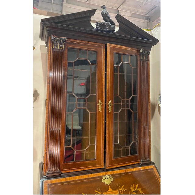 Traditional 18th Century Fine Inlaid Georgian Secretary With Falconer Pediment, Probably by Gillows For Sale - Image 3 of 13