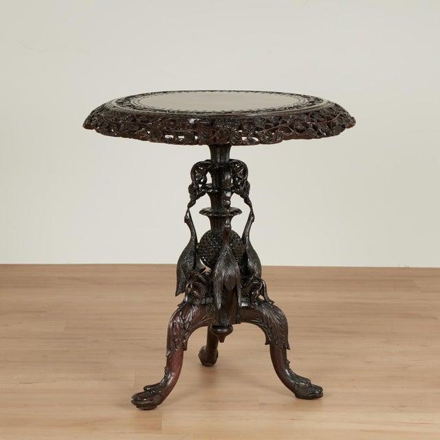 Black Antique Anglo Indian Carved Rosewood Table For Sale - Image 8 of 14