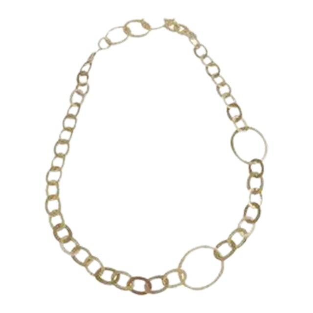 Yellow Gold Flat Oval Link Necklace For Sale
