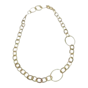 Yellow Gold Flat Oval Link Necklace