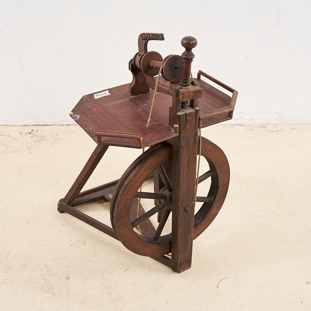 Vintage Wooden Spinning Wheel For Sale - Image 3 of 6