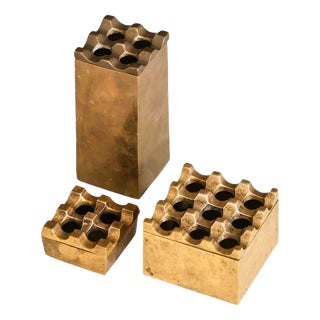 Vintage Scandinavian Ashtrays in Brass, 1960s, Set of 3 For Sale