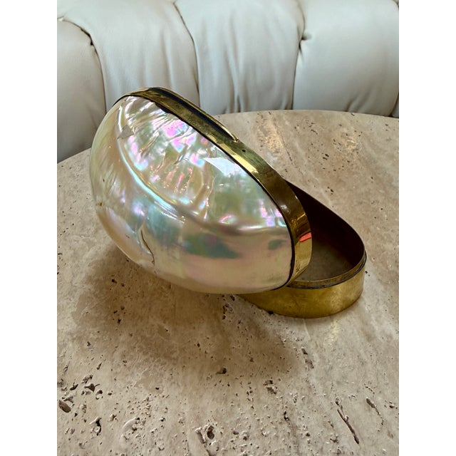 Large Decorative Mother-of-Pearl and Brass Lidded Box, 1970s For Sale - Image 10 of 11
