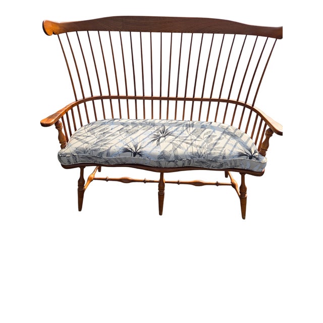 Vintage Frederick Duckloe Windsor Bench Comb Back Saddle Seat Settee Love Seat For Sale - Image 10 of 17