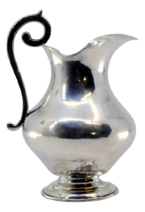 Silver Water Jug with Handle Applique