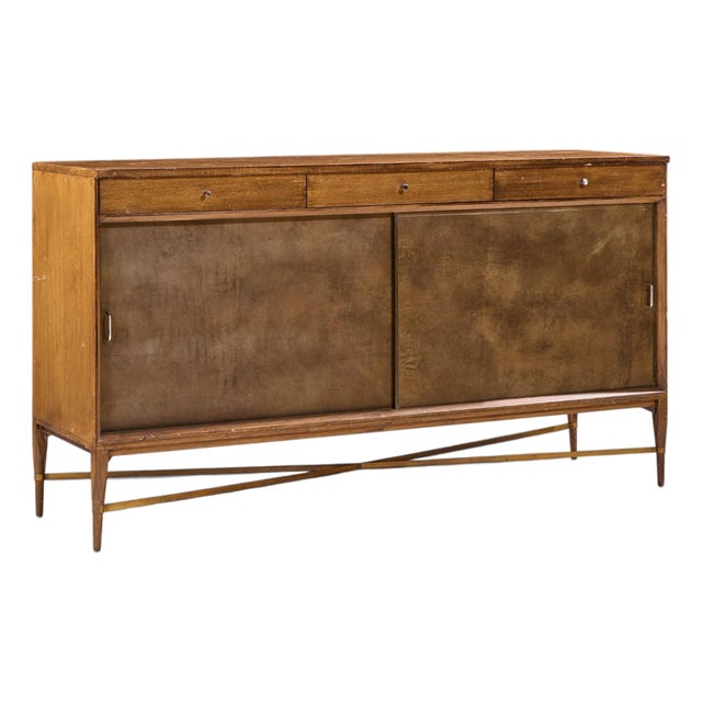Paul McCobb for Calvin Mid Century Mahogany and Brass Credenza For Sale