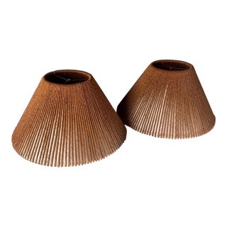 Pair of 1950s Rope Lined Lamp Shades For Sale