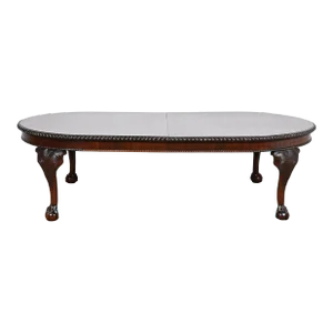 Maitland Smith Monumental English Chippendale Carved Mahogany Extension Dining Table, Newly Refinished
