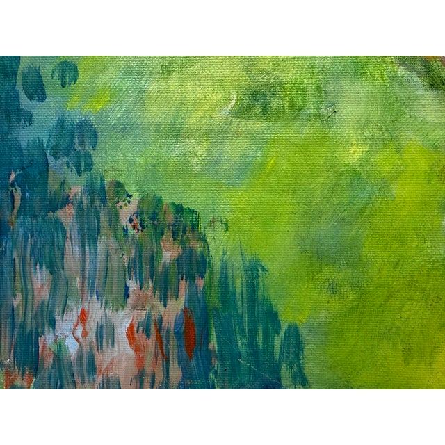 Early 21st Century Garden Landscape + Fence Acrylic on Canvas, Unknown Artist. For Sale - Image 5 of 12