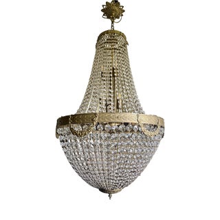 Large Antique Empire Crystal Chandelier, 1940s For Sale