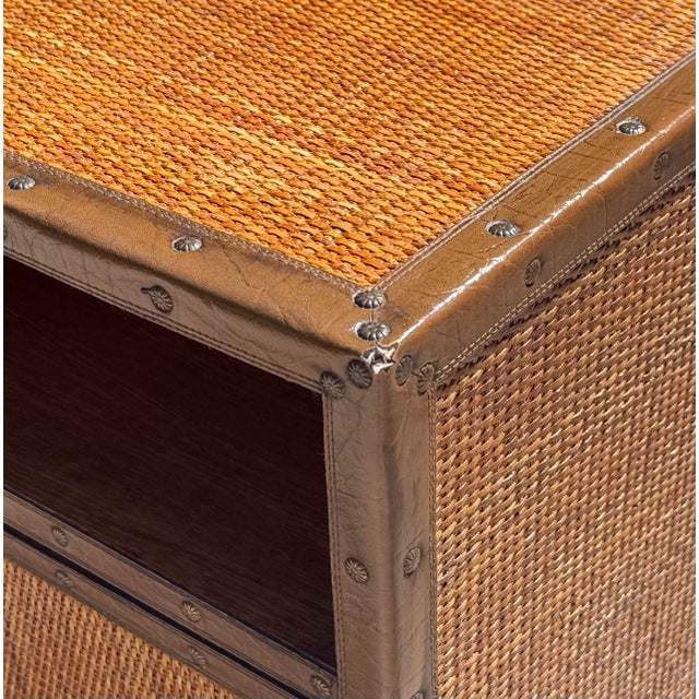 Vintage Campaign Style Woven Rattan Console Cabinet For Sale - Image 12 of 12