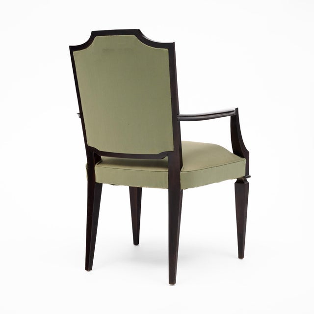 Wood Set of Four French Art Deco Ebonized Wood and Green Upholstered Armchairs For Sale - Image 7 of 9