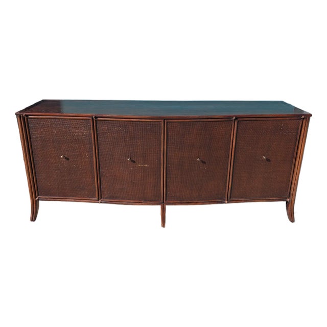Modern Barbara Barry for Baker / McGuire Rattan, Oak & Raffia Sideboard Buffet For Sale