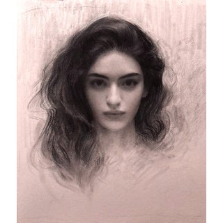 Charcoal Portrait of a Young Girl by Bunyod Suvonov | Charcoal on paper portrait of a girl For Sale