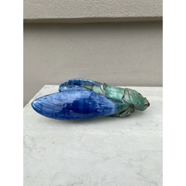 1900 - 1909 Large Terracotta Majolica Cicada Bavent Normandy For Sale - Image 5 of 6
