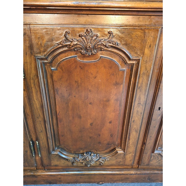 Wood 1960s Baker Furniture French Country or French Provincial Louis XV Style Carved Walnut Sideboard For Sale - Image 7 of 10