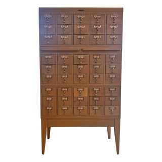 Vintage Remington Rand Library Bureau 45-Drawer Card Catalog Cabinet on Raised Leg Base For Sale