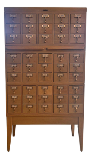Vintage Remington Rand Library Bureau 45-Drawer Card Catalog Cabinet on Raised Leg Base