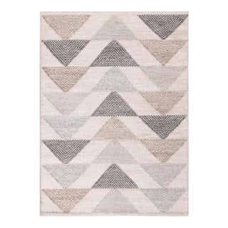 Rug & Kilim’s Scandinavian Style Geometric Cream & Gray Wool Kilim Outdoor Rug - 6'x9' For Sale