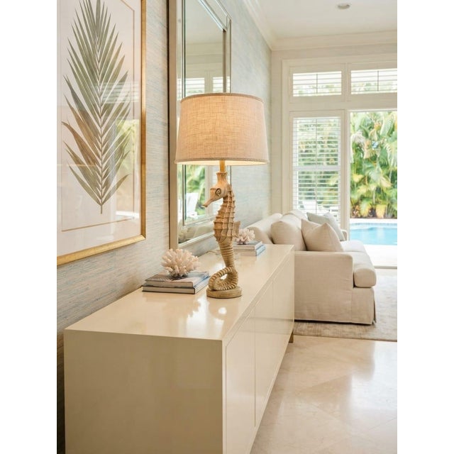 Ecru Vintage Coastal Seahorse Resin Table Lamp For Sale - Image 8 of 12