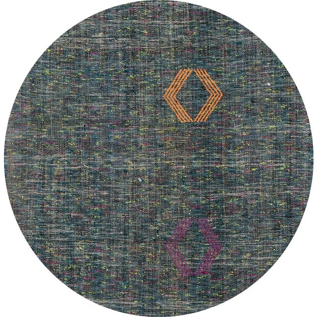 Beautiful Vintage flatweave runner with an all-over green motif. This piece has fine details, great colors, and a...