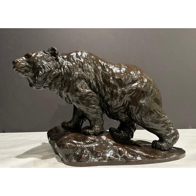 Large and impressive patinated bronze sculpture of a bear. As part of our Japanese works of art collection we are...