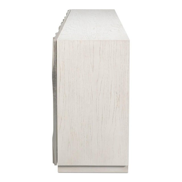 Contemporary Carved Credenza - White Oak with Silver Leaf Doors For Sale In Raleigh - Image 6 of 13