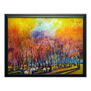 Earl Biss "Breaking Through an Autumn Grove"#13 Custom Framed 35.5" X 45"Giclee For Sale
