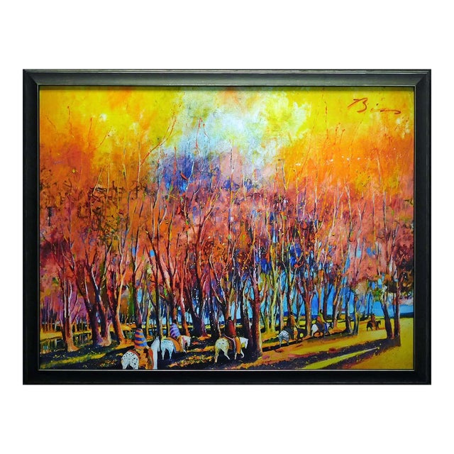 Earl Biss "Breaking Through an Autumn Grove"#13 Custom Framed 35.5" X 45"Giclee For Sale